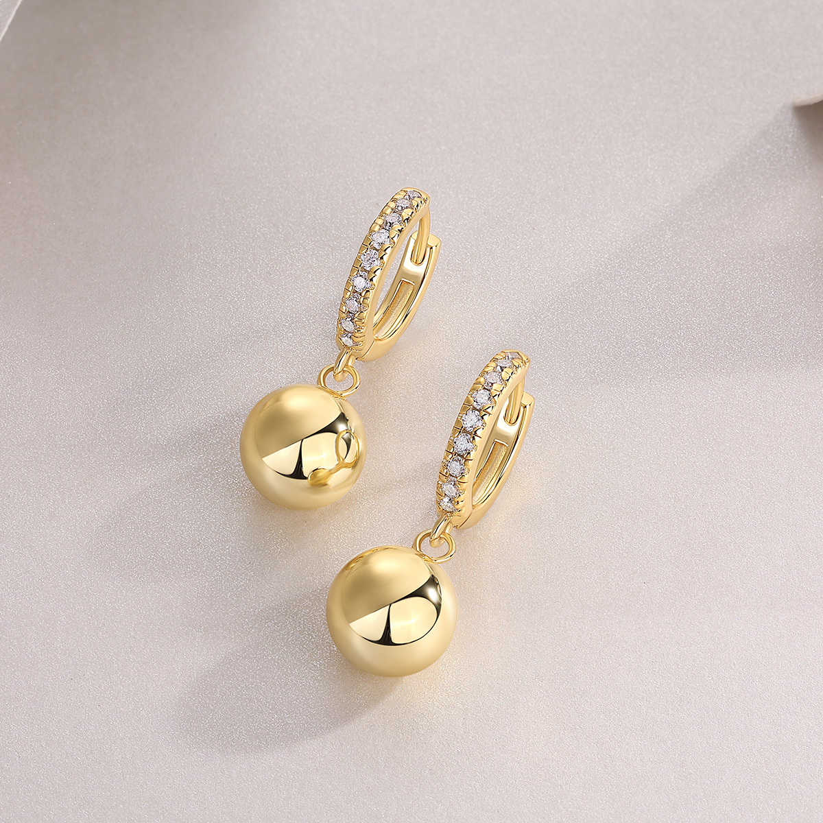 Princess Cut Moissanite Gold Ball Drop Earrings