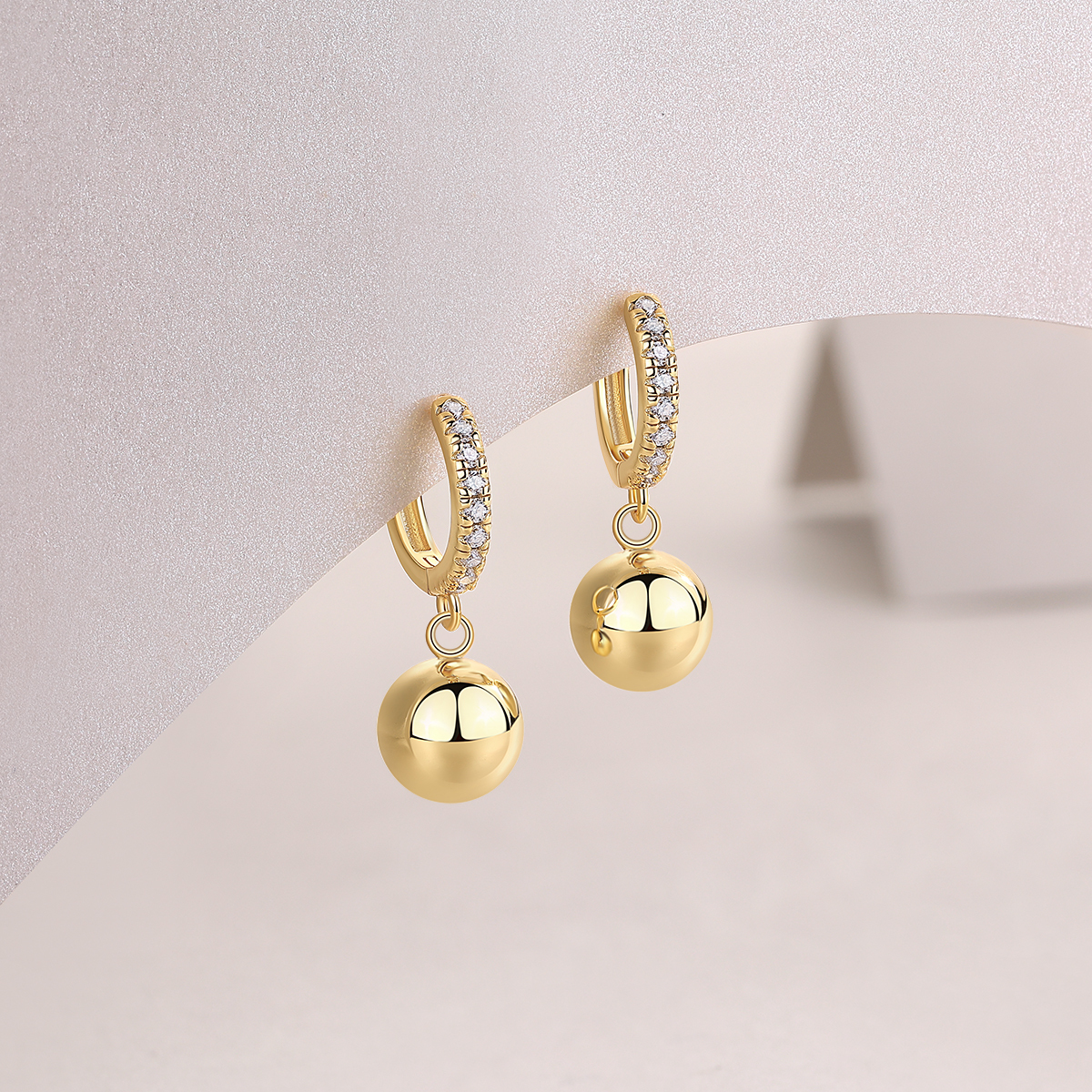 Princess Cut Moissanite Gold Ball Drop Earrings