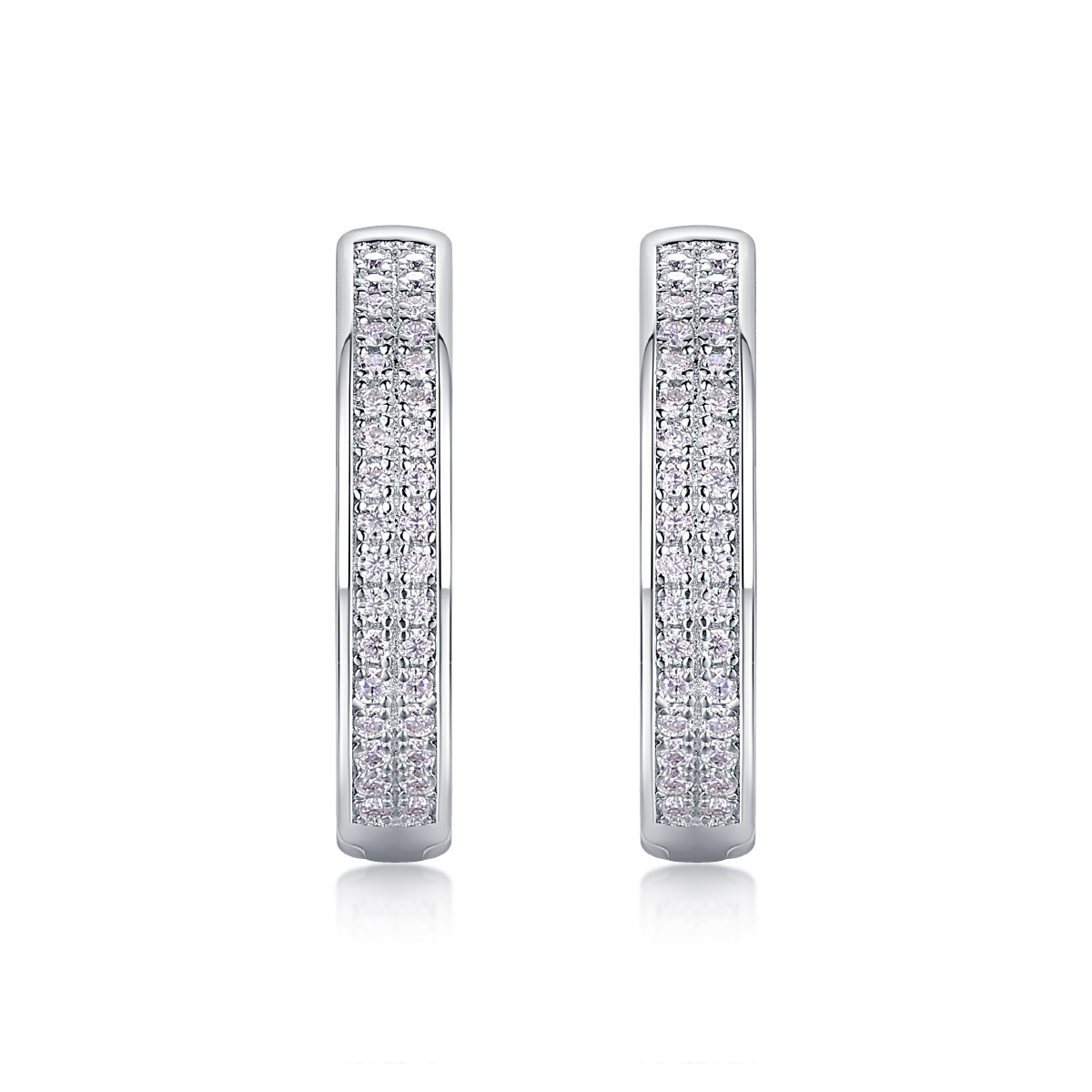 Radiant Double-Row Moissanite Huggie Hoops | D-Color VVS1 Lab-Grown Brilliance
