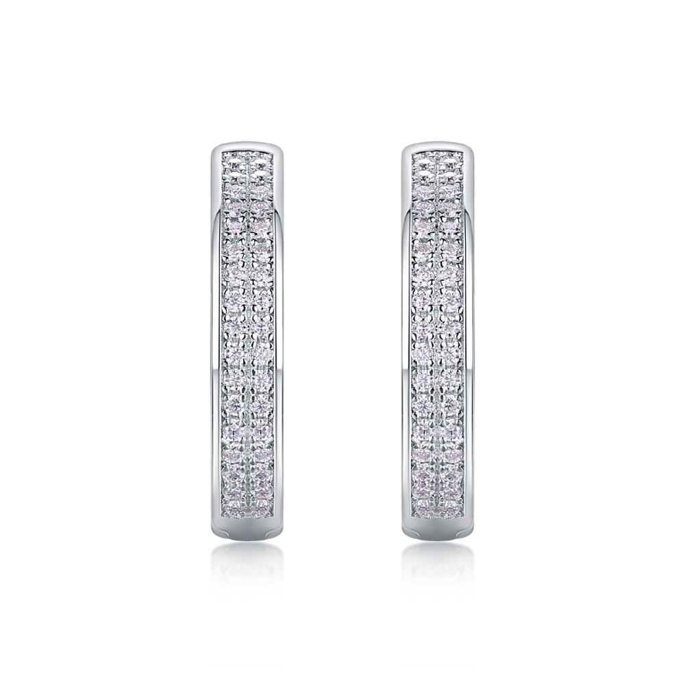 Radiant Double-Row Moissanite Huggie Hoops | D-Color VVS1 Lab-Grown Brilliance