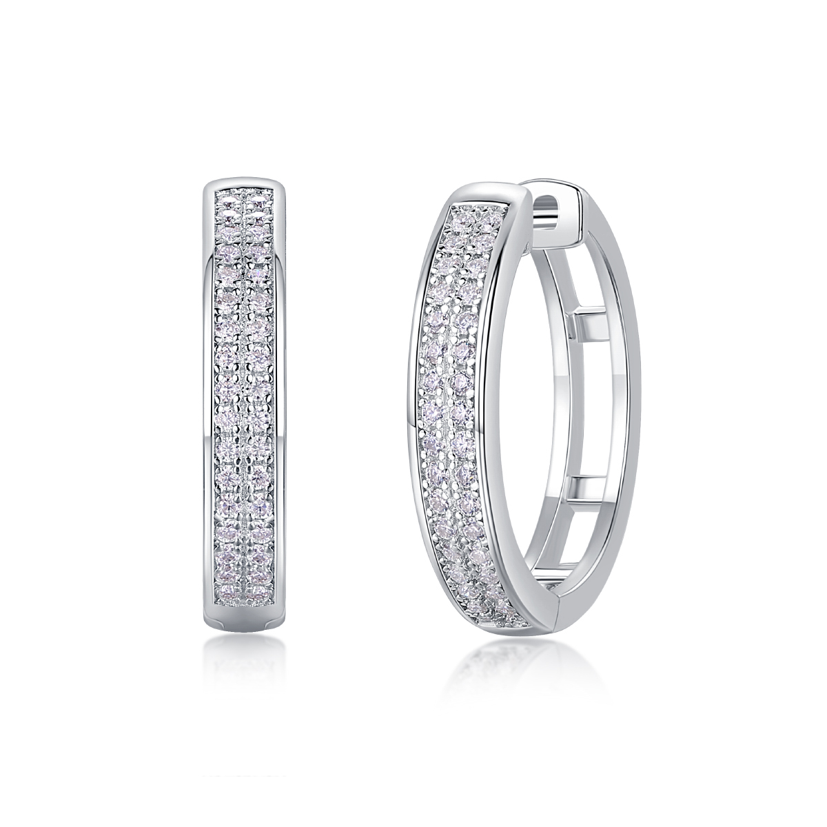 Radiant Double-Row Moissanite Huggie Hoops | D-Color VVS1 Lab-Grown Brilliance