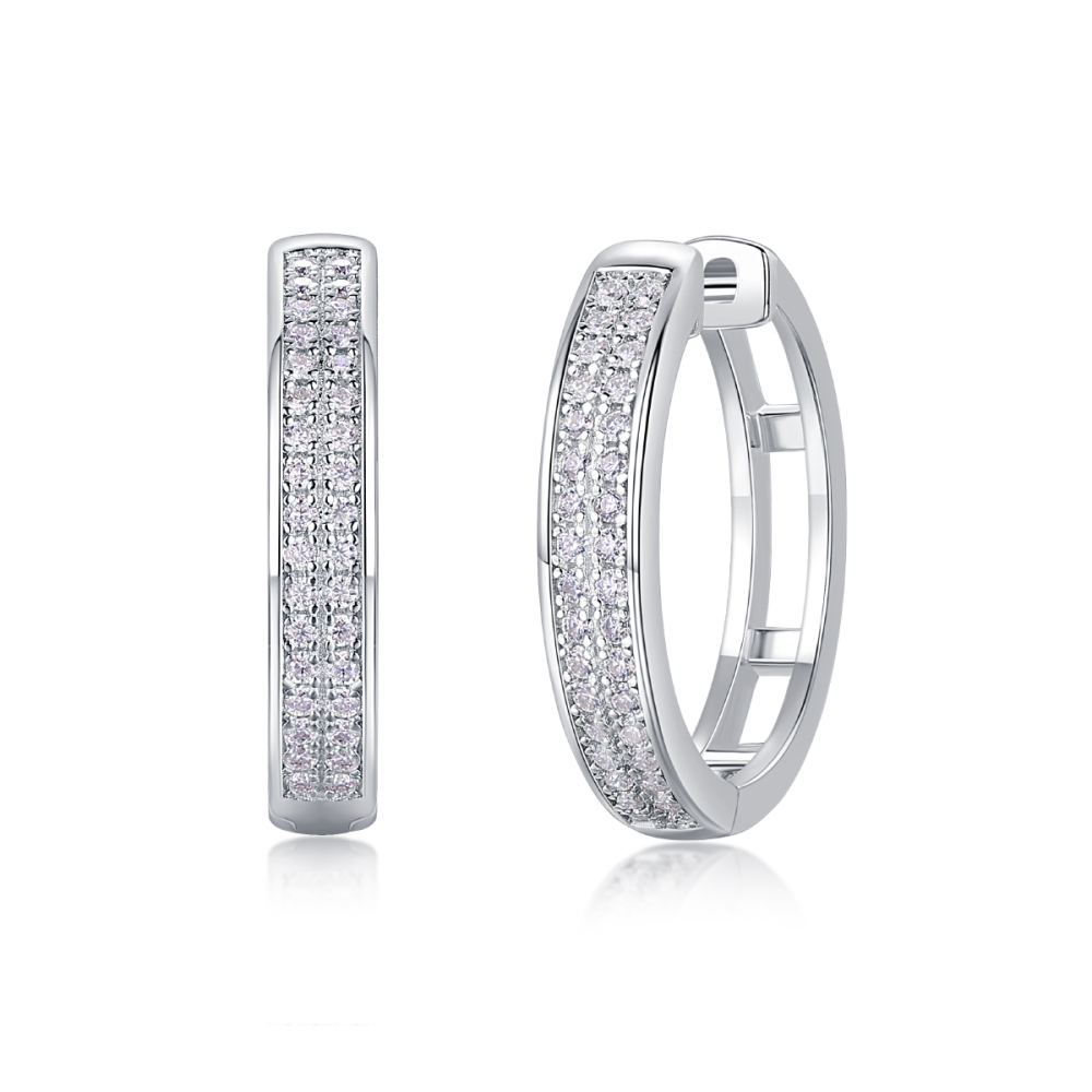Radiant Double-Row Moissanite Huggie Hoops | D-Color VVS1 Lab-Grown Brilliance