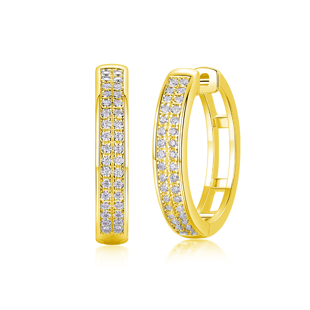 Radiant Double-Row Moissanite Huggie Hoops | D-Color VVS1 Lab-Grown Brilliance