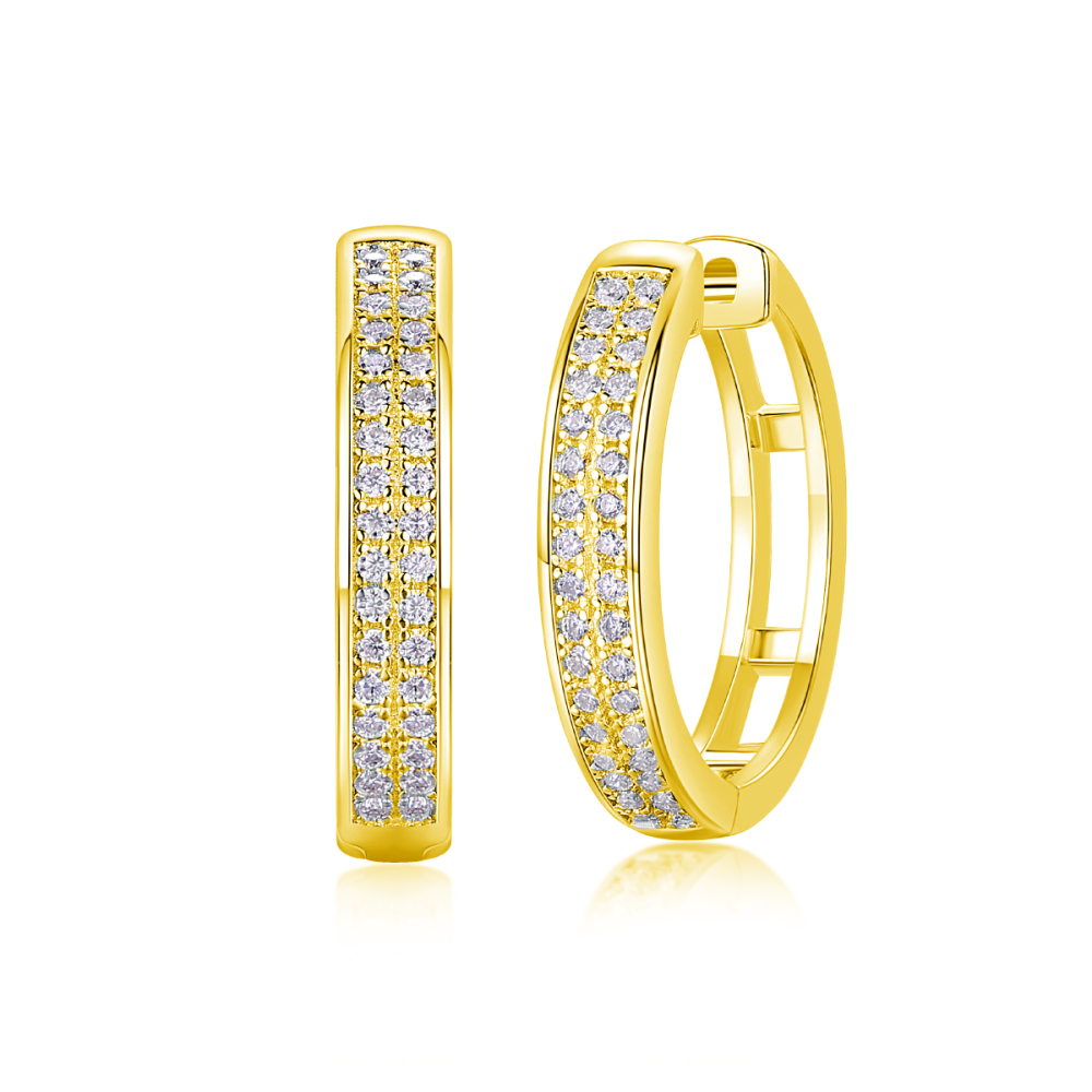 Radiant Double-Row Moissanite Huggie Hoops | D-Color VVS1 Lab-Grown Brilliance