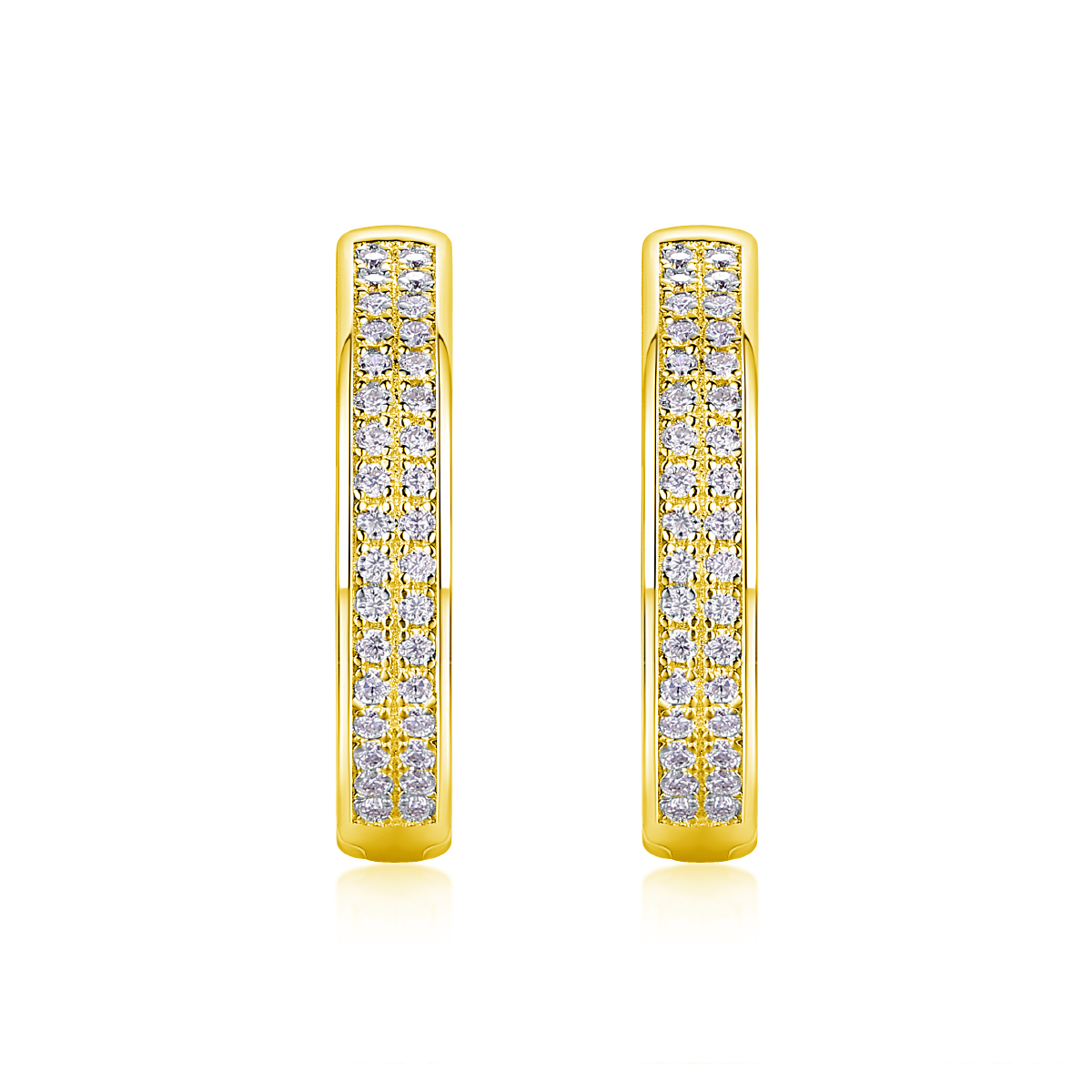 Radiant Double-Row Moissanite Huggie Hoops | D-Color VVS1 Lab-Grown Brilliance