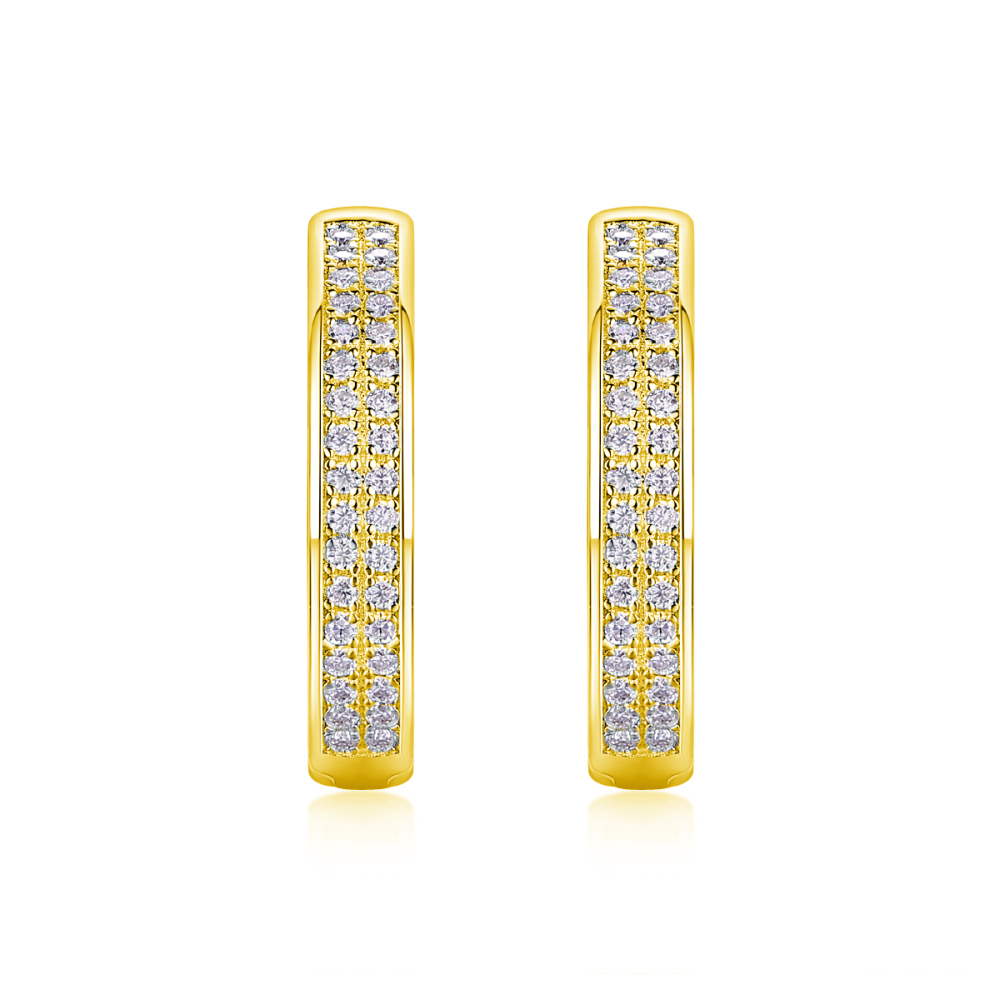 Radiant Double-Row Moissanite Huggie Hoops | D-Color VVS1 Lab-Grown Brilliance