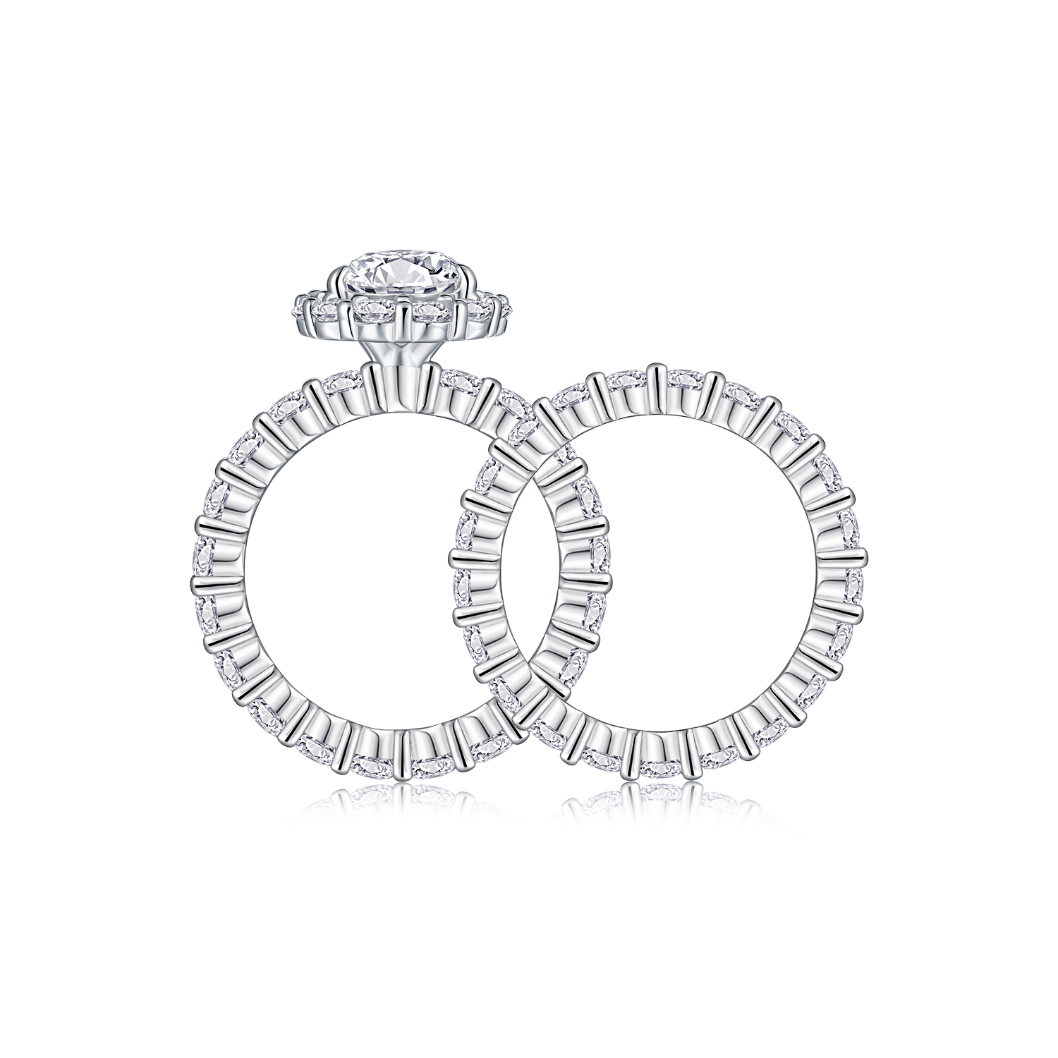 Exquisite 3ct Pear Cut Moissanite Bridal Set