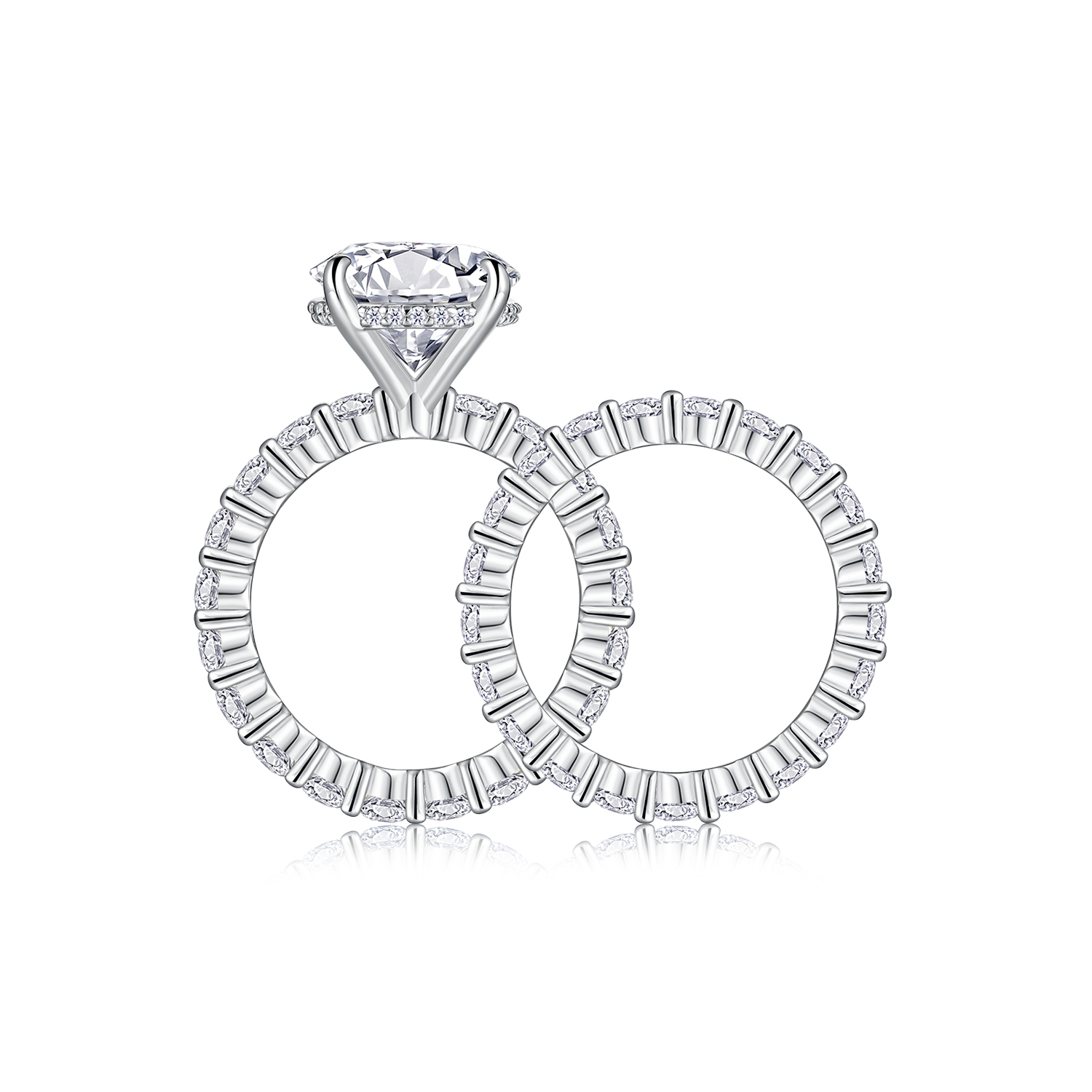 5ct Round Brilliant Cut Moissanite Bridal Set