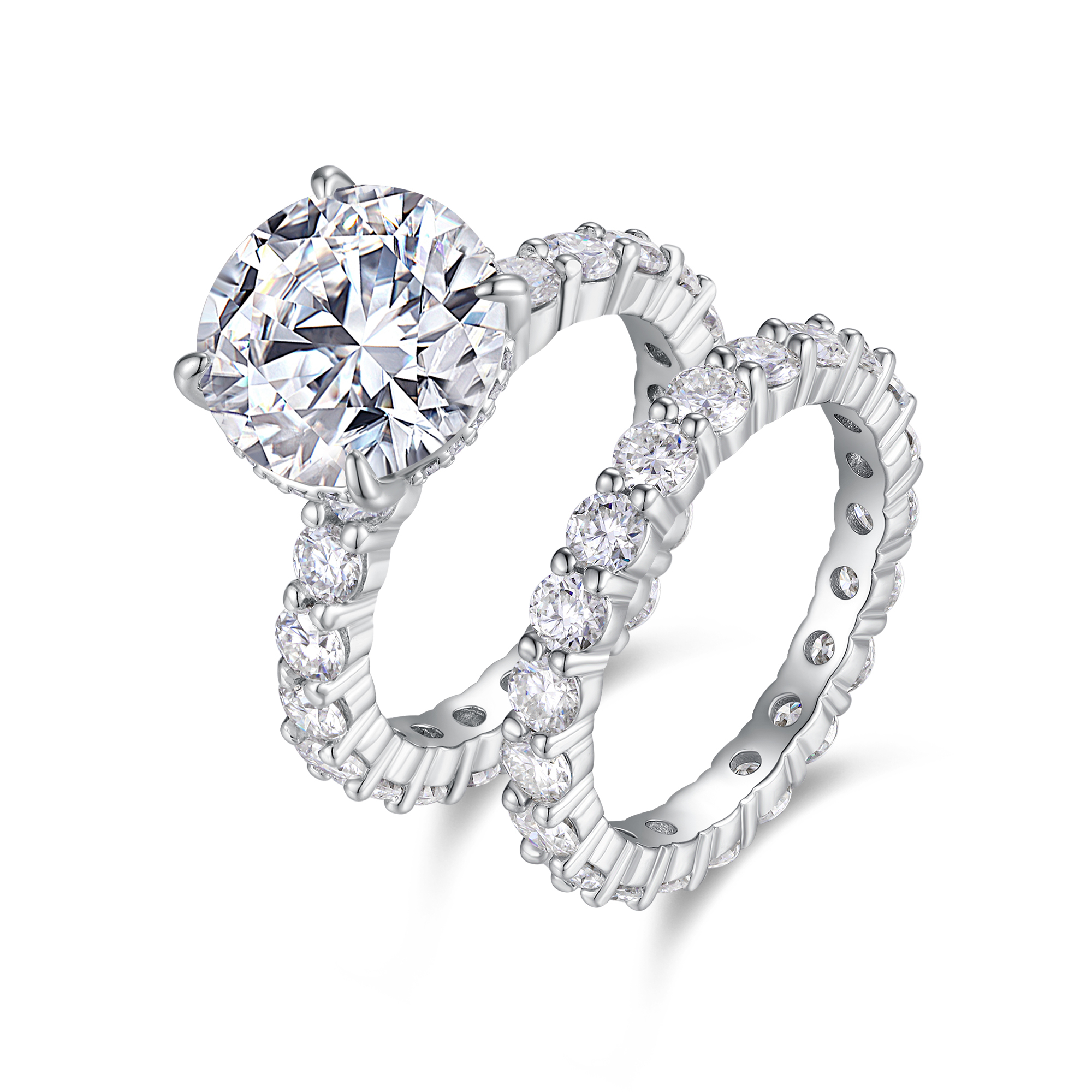 5ct Round Brilliant Cut Moissanite Bridal Set