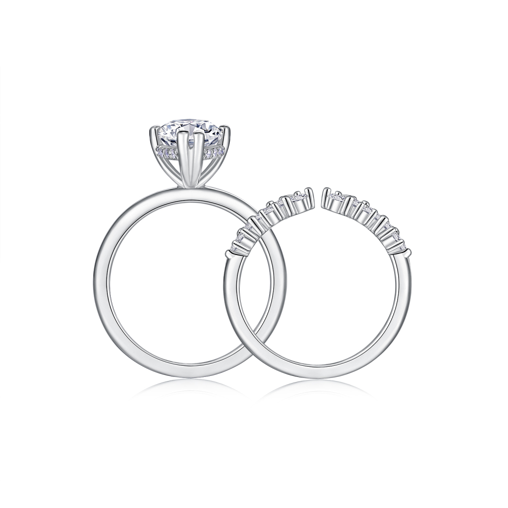 3ct Marquise Cut Moissanite Bridal Set in White Gold Plated 925 Silver