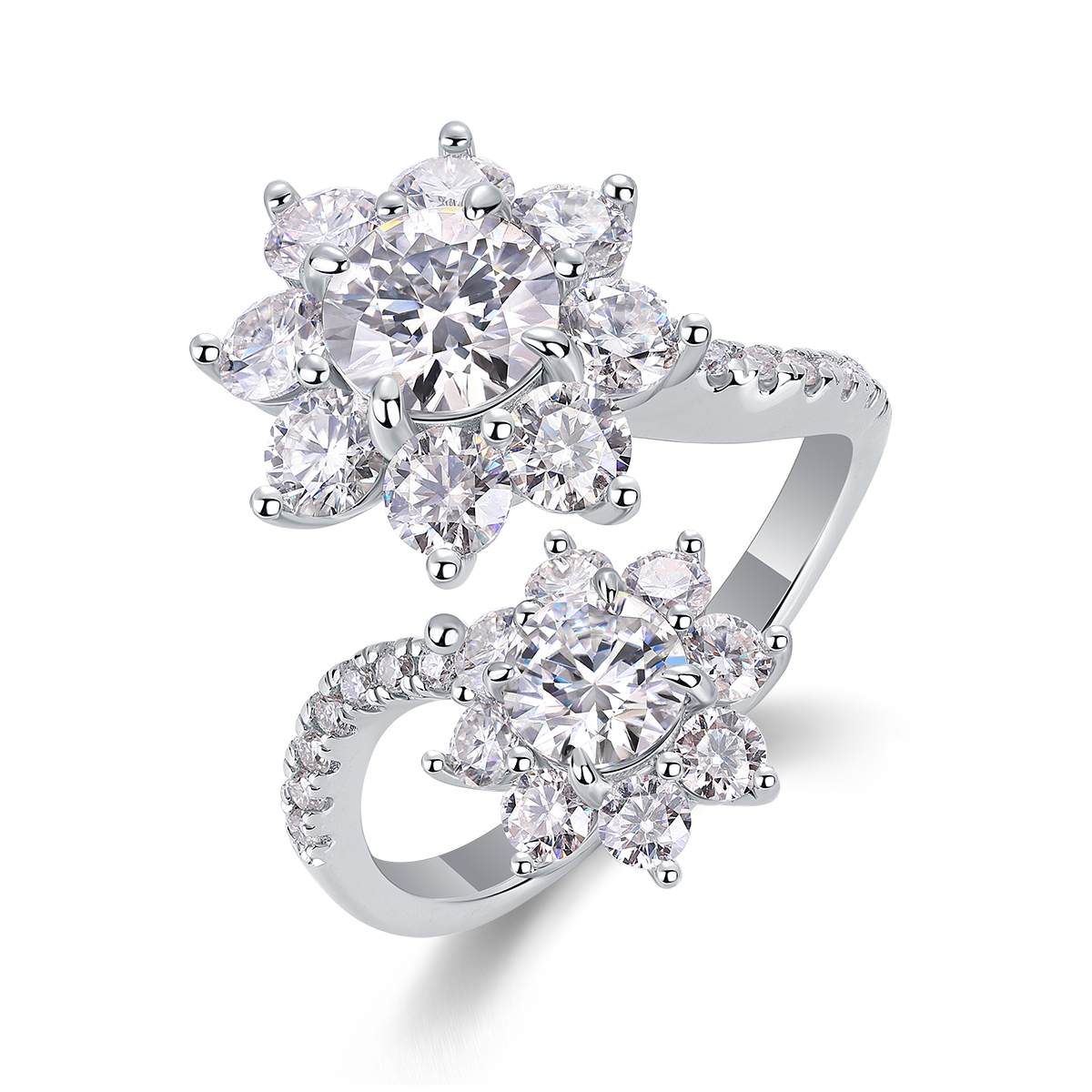 Double Sunflower Moissanite Ring