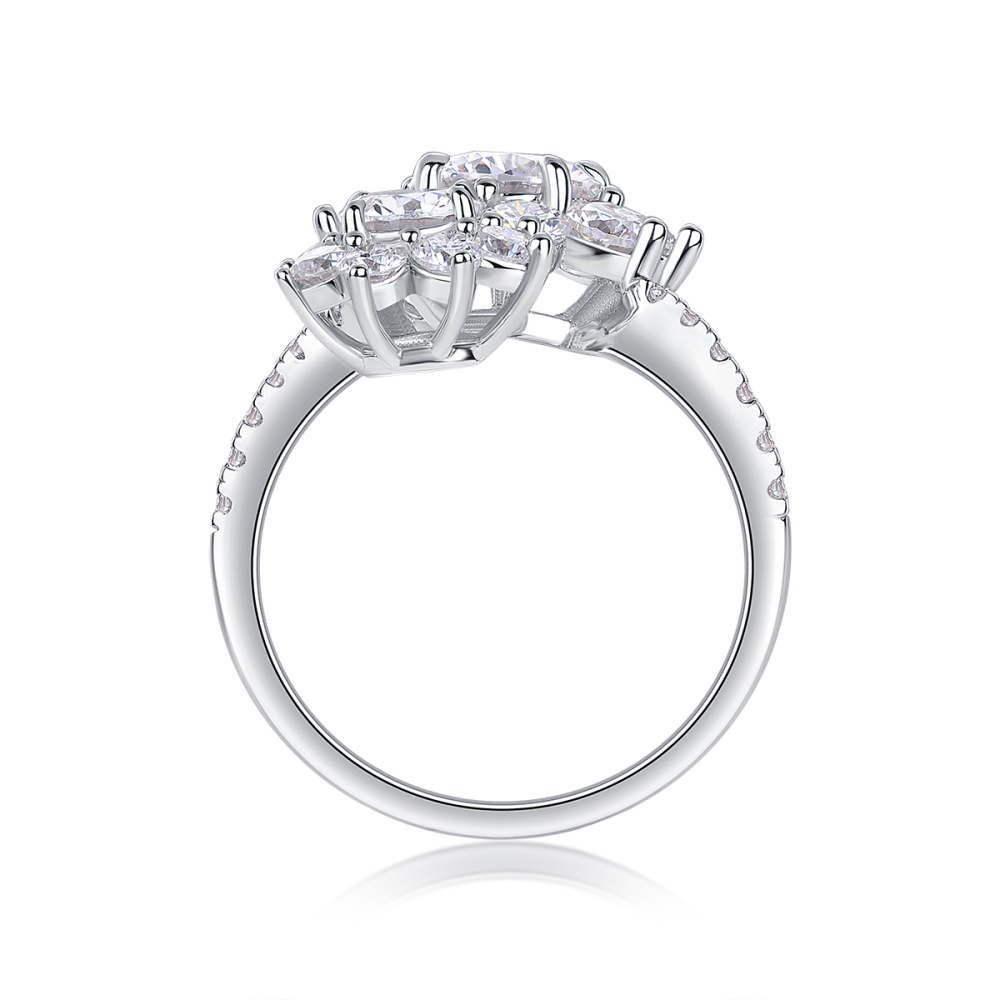 Double Sunflower Moissanite Ring