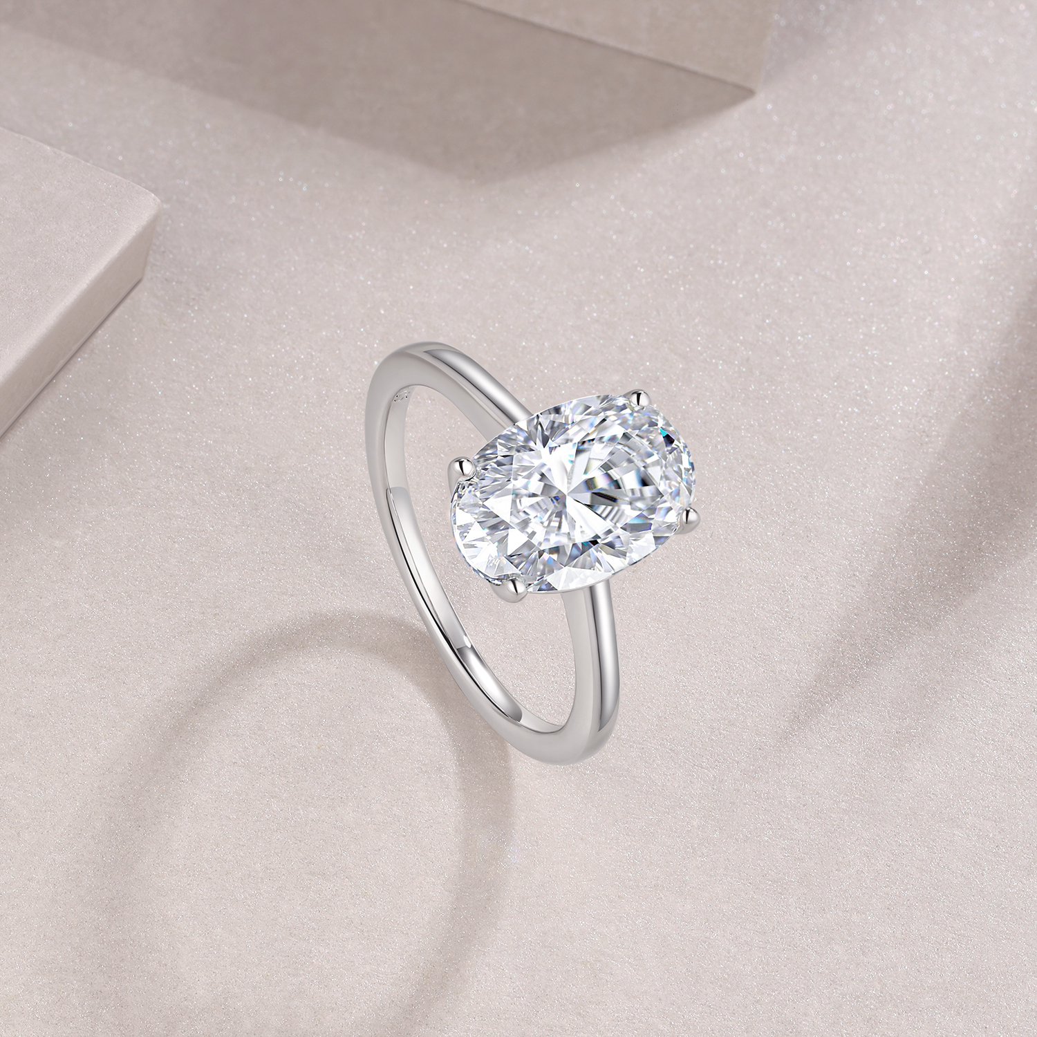 Classic Oval Cut Moissanite Solitaire Engagement Ring