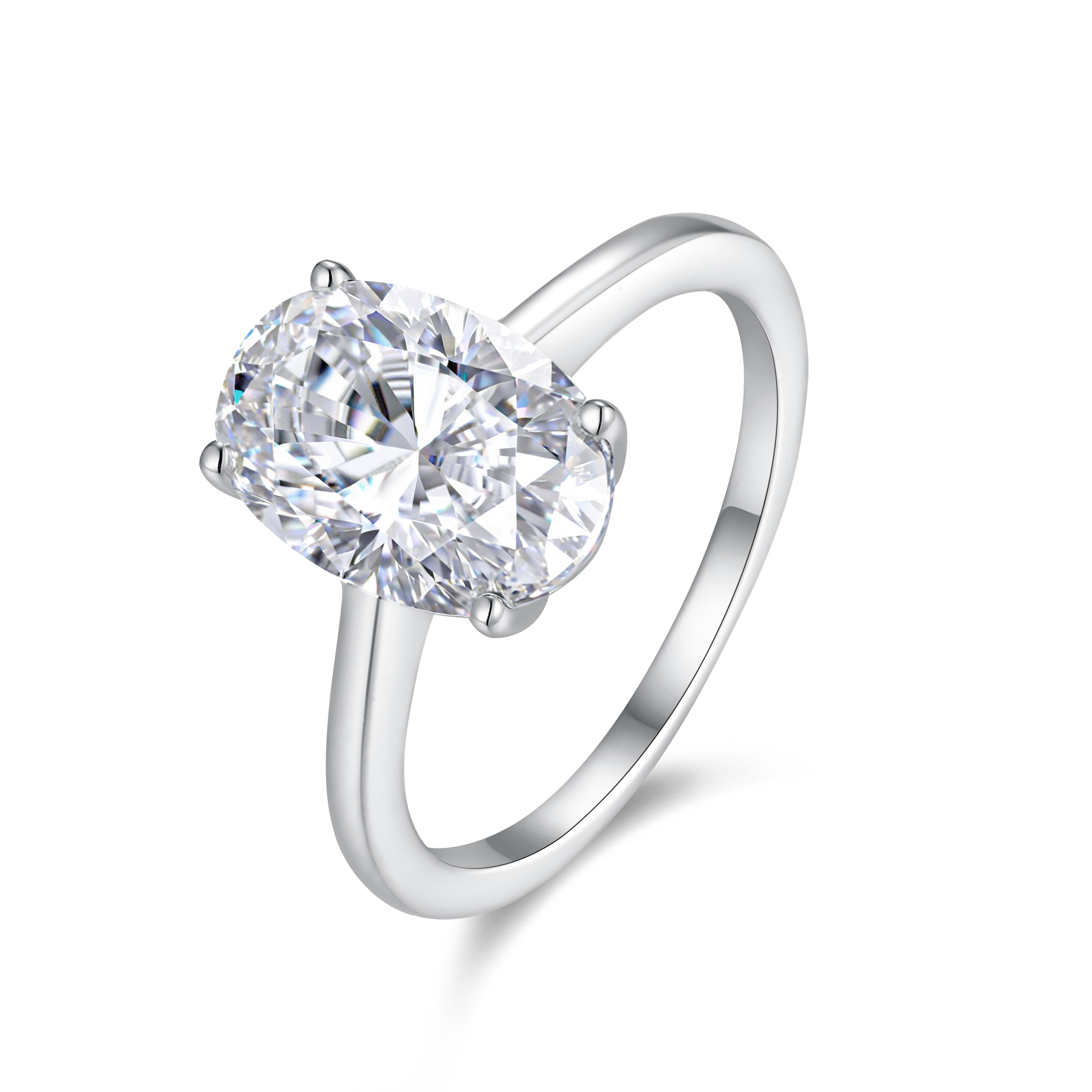 Classic Oval Cut Moissanite Solitaire Engagement Ring