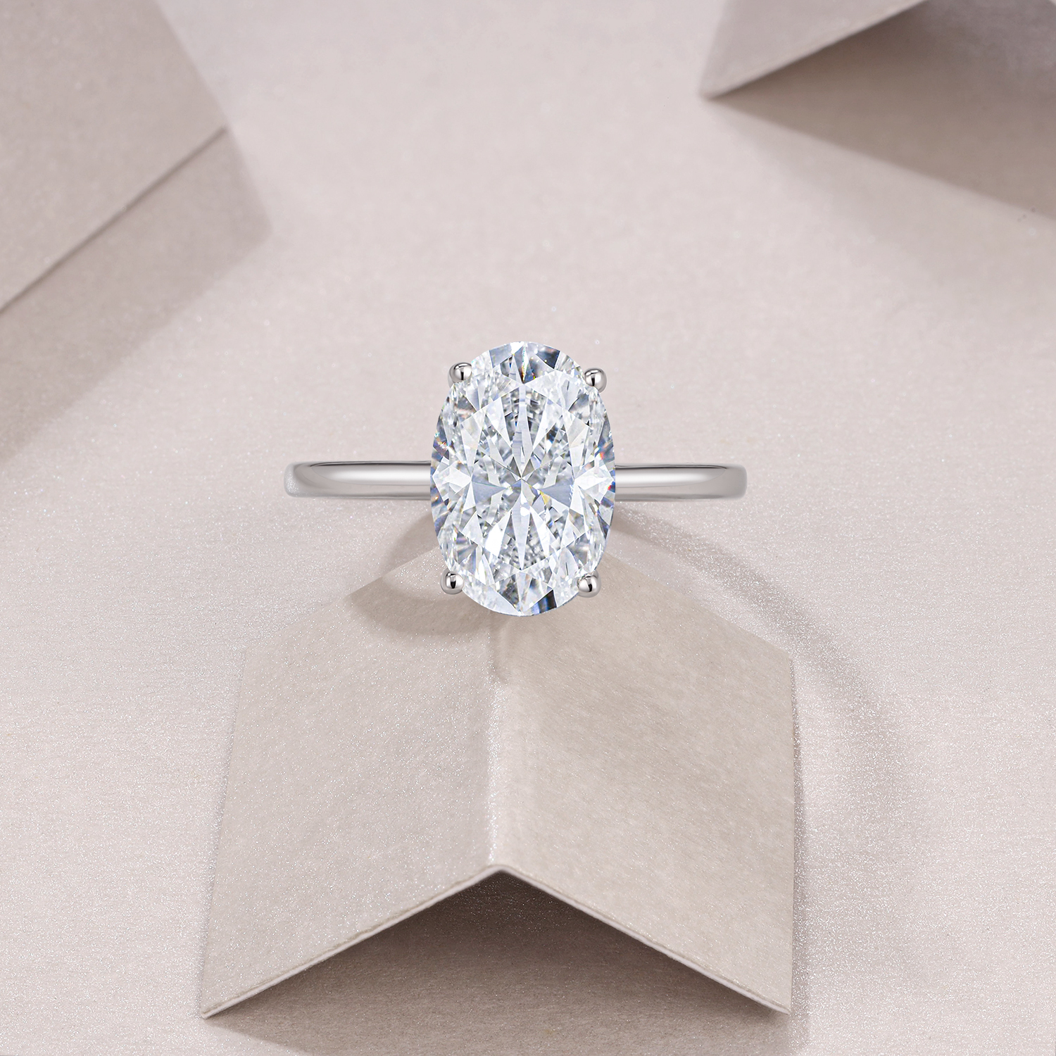 Classic Oval Cut Moissanite Solitaire Engagement Ring