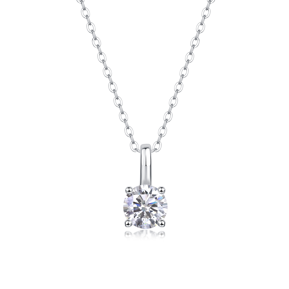 4-Prong Round Brilliant Cut Solitaire Moissanite Necklace