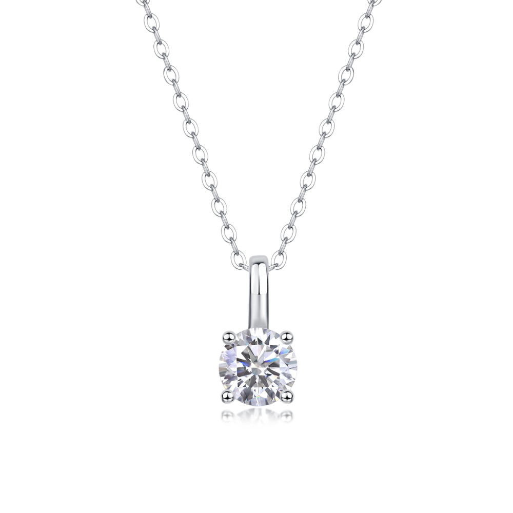 4-Prong Round Brilliant Cut Solitaire Moissanite Necklace