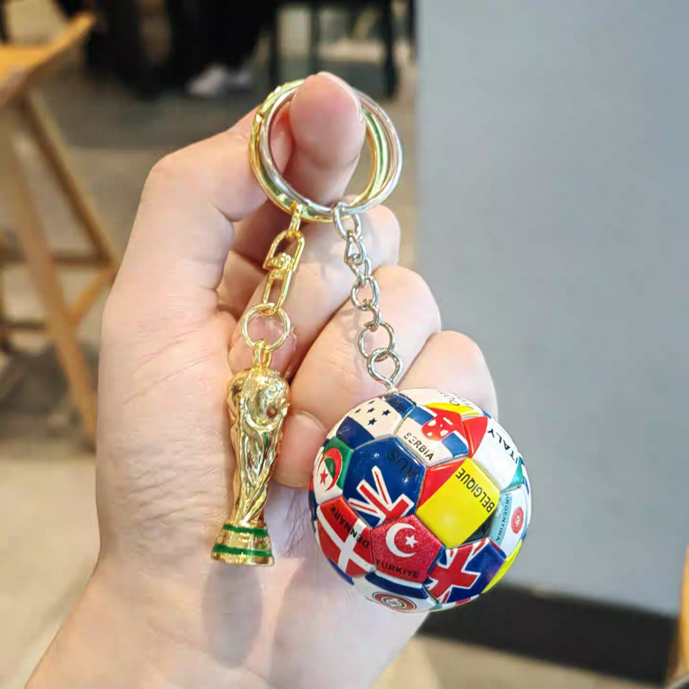 2026 International Football Trophy Style Keychain – Metal Souvenir Hanging Ornament