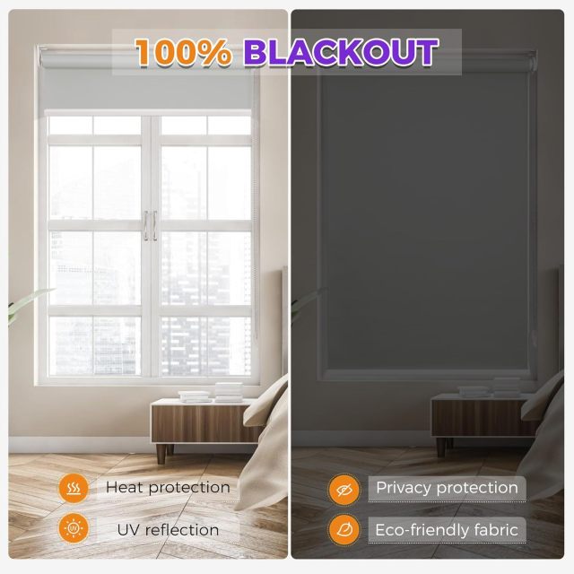 indoor Roller Blinds and Shades, Thermal Insulated Window Blinds Easy to Install Blackout Roller Blinds with Chain Cord for Living Room