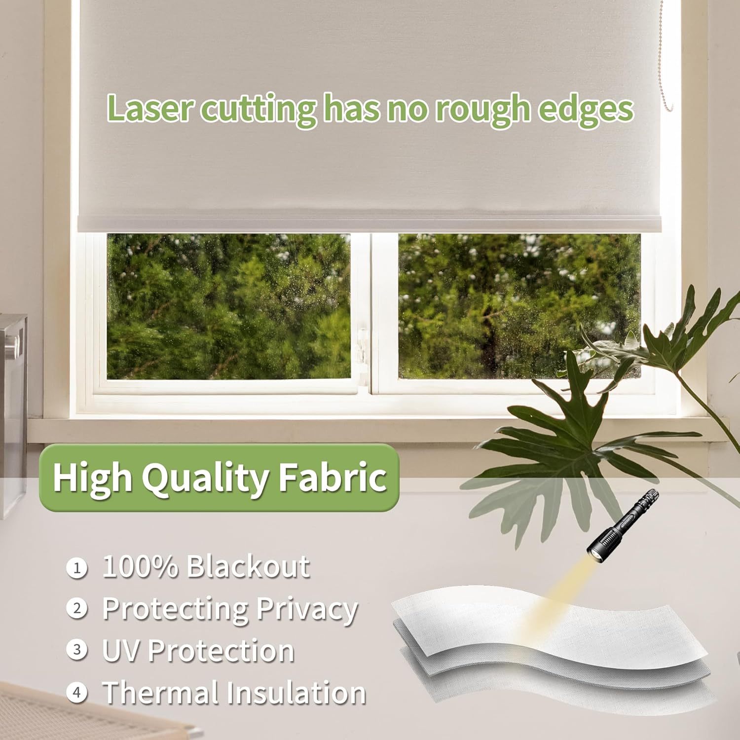 Manufacturer's Heavy-Duty Roller Blinds Blackout Window Shade for Indoor Use Plain Fabric Horizontal Built-in for Hotels