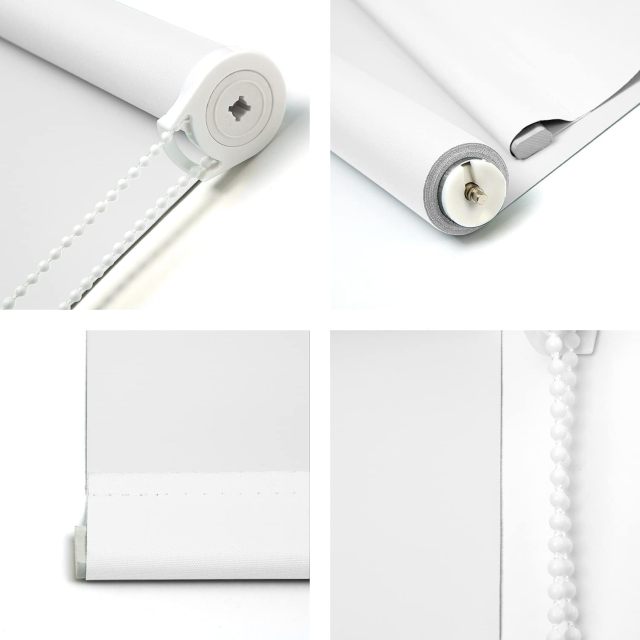 adjustable roller shades blinds 100% Blackout Roller Shades, Blinds for Windows with Thermal Insulated & UV Protection Waterproof Fabric,Window Blinds for Home Office Bedroom, Easy Installed (White-31 W x 72)