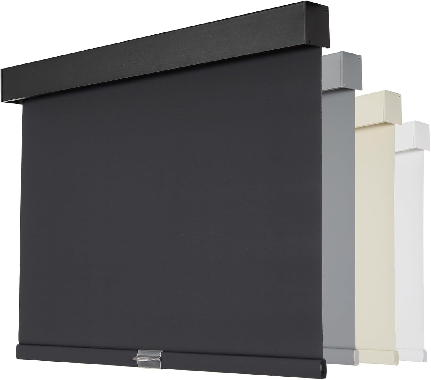 Low Price Factory Hot Sale Blackout Black Roller Shades Cordless Blinds For Windows, Free-Stop Shades With Valance, Thermal Insulated Fabric, Uv Protection