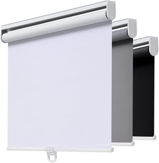 Cordless Roller Shades Blackout Blinds for Windows Room Darkening Rolled Up Shades with Spring System, UV Protection Window Shades Door Blinds for Home and Office