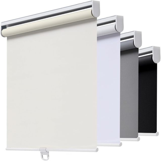 Factory Customized Free-Stop Cordless Window Shades Blackout Roller Blinds With Fabric-Covered Aluminum Valance