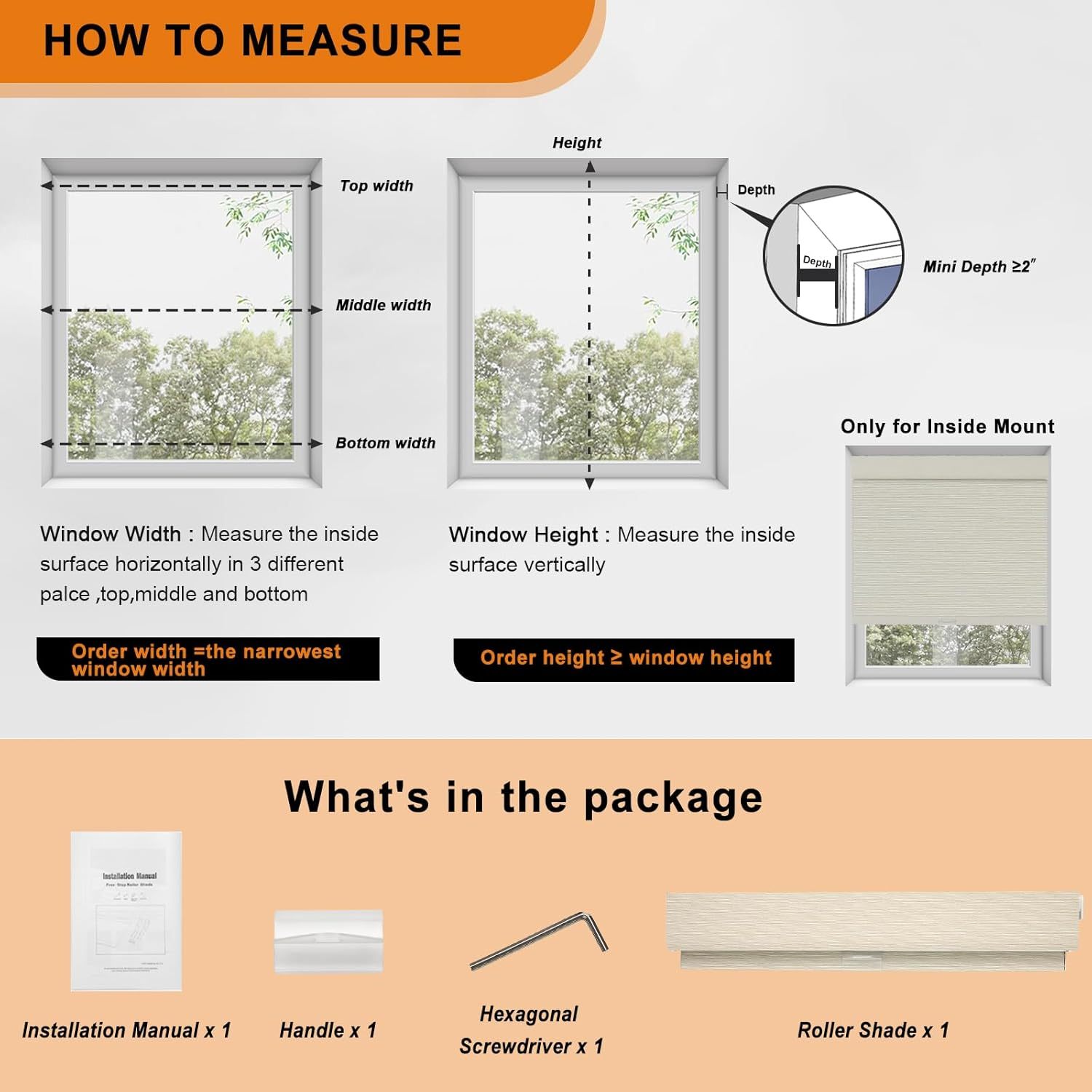 100% Blackout Roller Shades, No Tools No Drill Cordless Blinds for Windows, Thermal Insulated UV Protection Privacy Window Shades for Bedroom Home Office Living Room