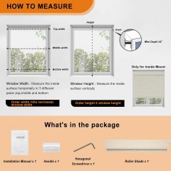 100% Blackout Roller Shades, No Tools No Drill Cordless Blinds for Windows, Thermal Insulated UV Protection Privacy Window Shades for Bedroom Home Office Living Room