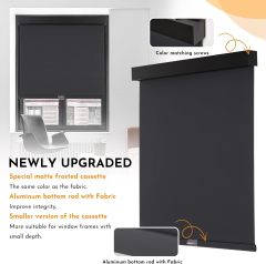 Low Price Factory Hot Sale Blackout Black Roller Shades Cordless Blinds For Windows, Free-Stop Shades With Valance, Thermal Insulated Fabric, Uv Protection