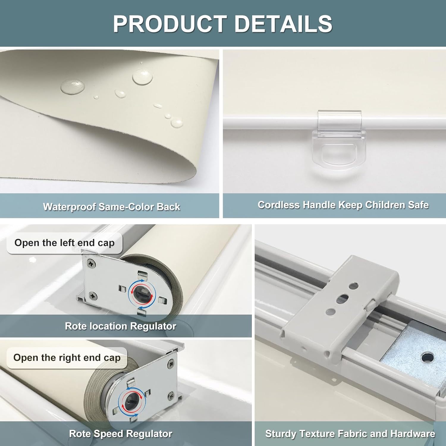 Factory Customized Free-Stop Cordless Window Shades Blackout Roller Blinds With Fabric-Covered Aluminum Valance