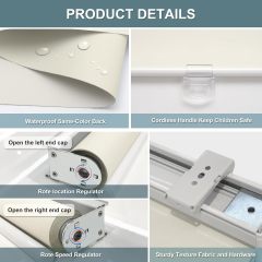 Factory Customized Free-Stop Cordless Window Shades Blackout Roller Blinds With Fabric-Covered Aluminum Valance