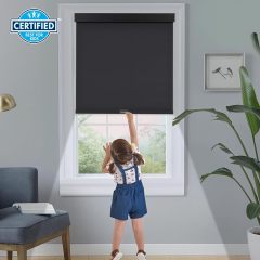 Low Price Factory Hot Sale Blackout Black Roller Shades Cordless Blinds For Windows, Free-Stop Shades With Valance, Thermal Insulated Fabric, Uv Protection