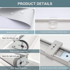 Cordless Roller Shades Blackout Blinds for Windows Room Darkening Rolled Up Shades with Spring System, UV Protection Window Shades Door Blinds for Home and Office