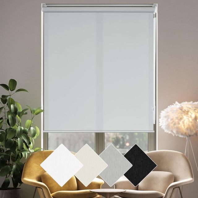Solar Roller Shades Light Filtering Window Shades for Home 5% Openness View Through Glare Control UV Protection Roller Blinds for Windows Home Office