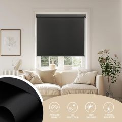 100% UV Protection Blackout Built-In Roller Blinds Easy Manual Shades Home Office Hotel Plain Technique Sunshade