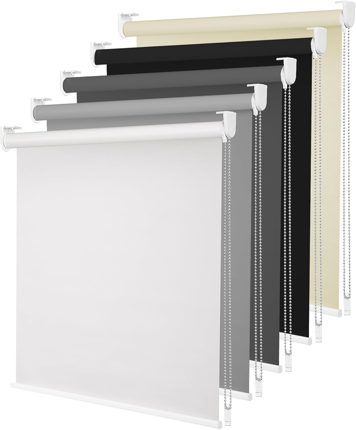 Adjustable roller shades with ball chain operation