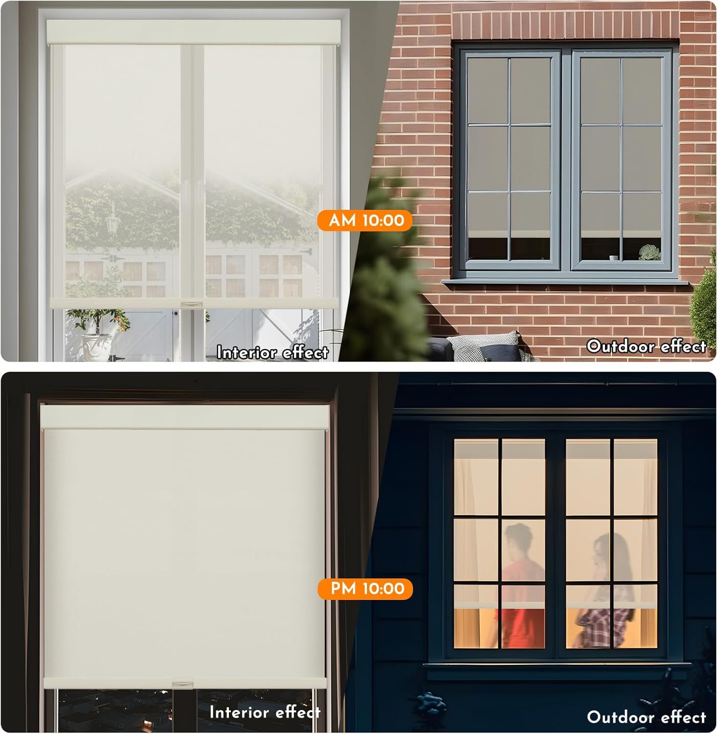 Solar Roller Shades Light Filtering Window Shades for Home 5% Openness View Through Glare Control UV Protection Roller Blinds for Windows Home Office