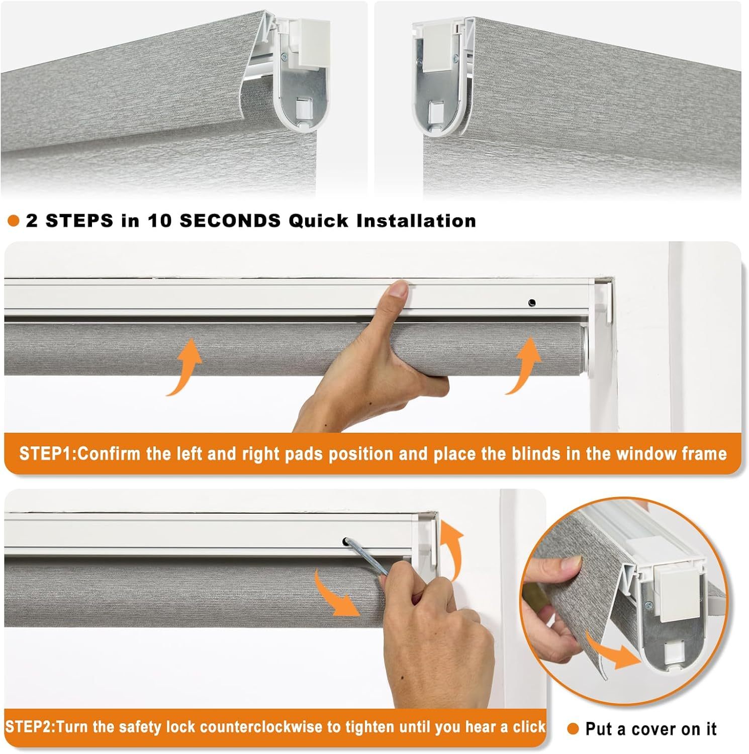 Thermal Insulated No Drill Cordless Window Blinds with Blackout