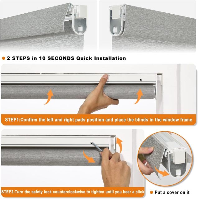 Thermal Insulated No Drill Cordless Window Blinds with Blackout