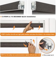100% black Roller Shades Free-Stop,Pull Down Room Darkening with Valance,Thermal Insulated Woven Fabric Window Door Blinds for Home
