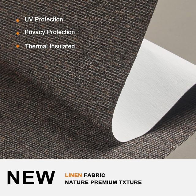 100% black Roller Shades Free-Stop,Pull Down Room Darkening with Valance,Thermal Insulated Woven Fabric Window Door Blinds for Home