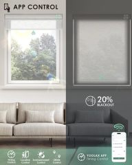 Smart Roller Blinds for Windows, Alexa Blackout Motorized Blinds with Remote Control, Easy Install Automatic Electric Blinds for Indoor  White