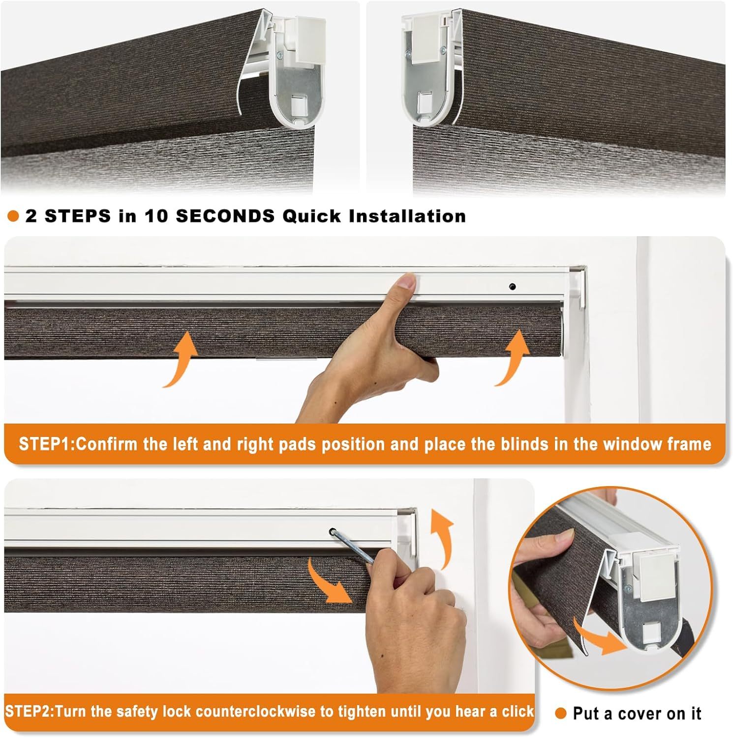 Thermal Insulated No Drill Cordless Window Blinds with Blackout