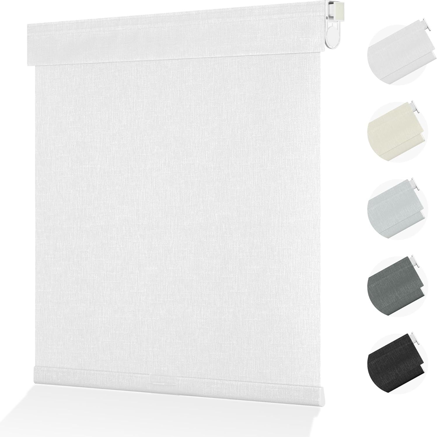 No Drill No Tools Blackout Roller Shades - 34"x36" Hemp-Dark Gray | Free-Stop Cordless Blinds with UV Protection | Custom Fit for Home, Bedroom, Office, Living Room