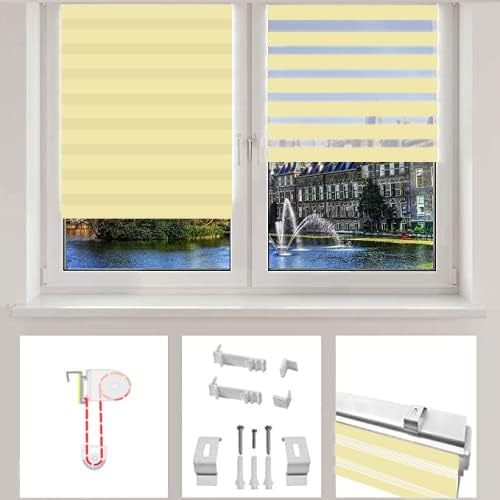 Double Roller Blind 100 Fabric Width 106 cm White Roller Blinds for Windows Window Blind Indoor No Drilling Clamping Roller Blind