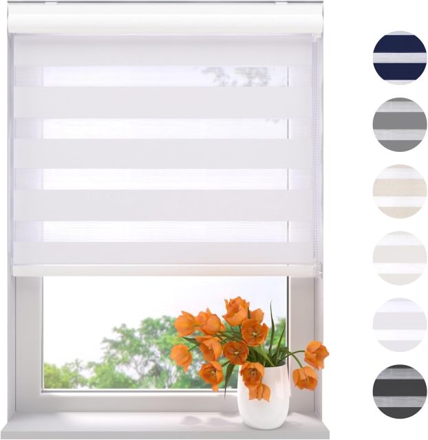 Custom Size  Zebra Blinds for Windows, Dual Layer Blackout for Day and Night, Easy to Install, Safe for Child and Pets, Perfect for Home, Office,