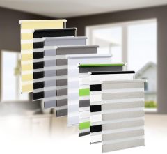No-Drill Double Roller Blind, Duo Roller Blind, Sun Protection Roller Blind, Window Blind for Windows and Doors, Side Pull Zebra Blind