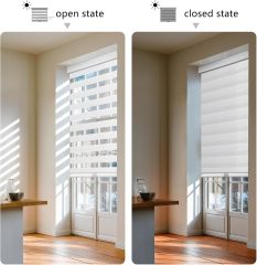 Cordless Zebra Blinds for Windows, Dual Layer Blackout for Day and Night, Easy to Install, Safe for Child and Pets, Perfect for Home, Office, hotel project apartment